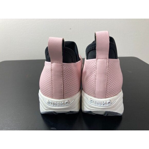 Pinko Pink/Black/White Leather Sneakers 5 - Picture 3 of 6
